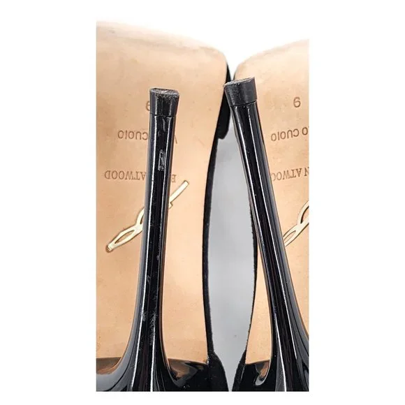 B BRIAN ATWOOD BFLORETO Suede Crystal Embellished Sandals T-Strap Black - Picture 12 of 14